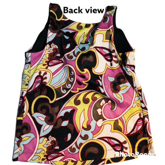 Athleta paisley swimwear top Tankini top only attached bra pull on style Sz Sm - Picture 3 of 16